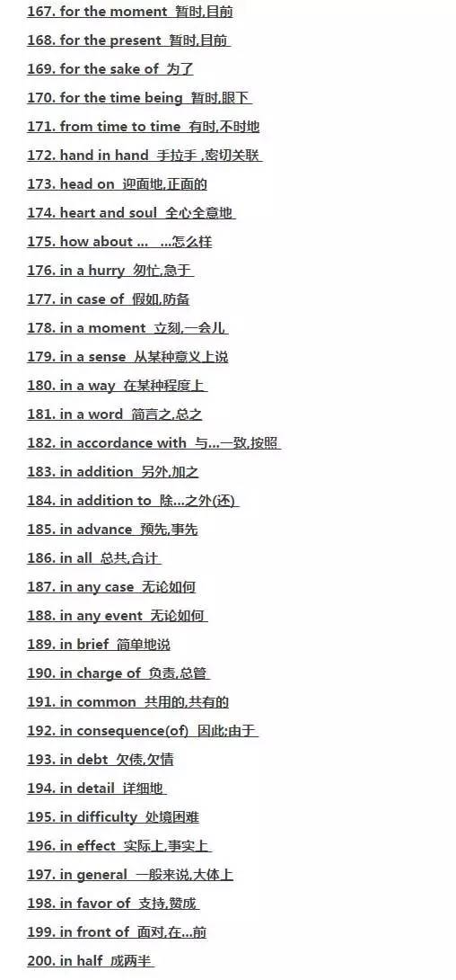 高中一直在考的英语词组哟哪些？高考英语题型常考的英语词组