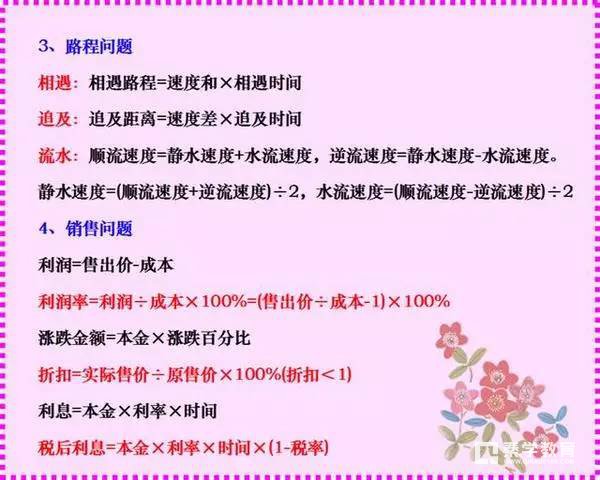 小学数学的应用题计算公式有哪些？提高计算能力的数学计算公式