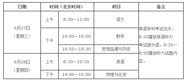 2018陕西中考考试安排公布:6月27、28日中考