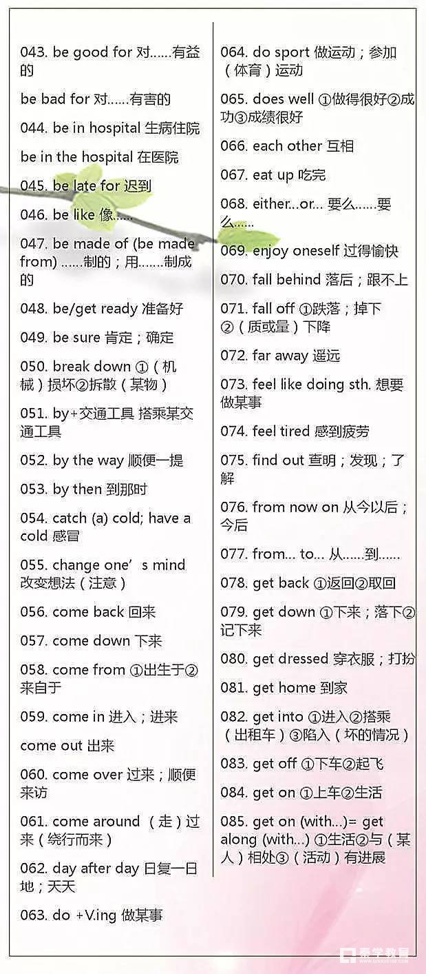 初中英语一共有多少高频短语？这些短语次次考试都会考