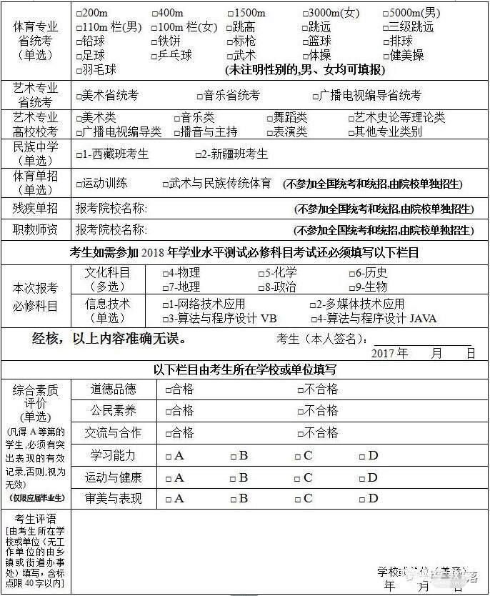 江苏省教育考试院发给你高考报名表，注意哪些填报事项？交哪些证明资料
