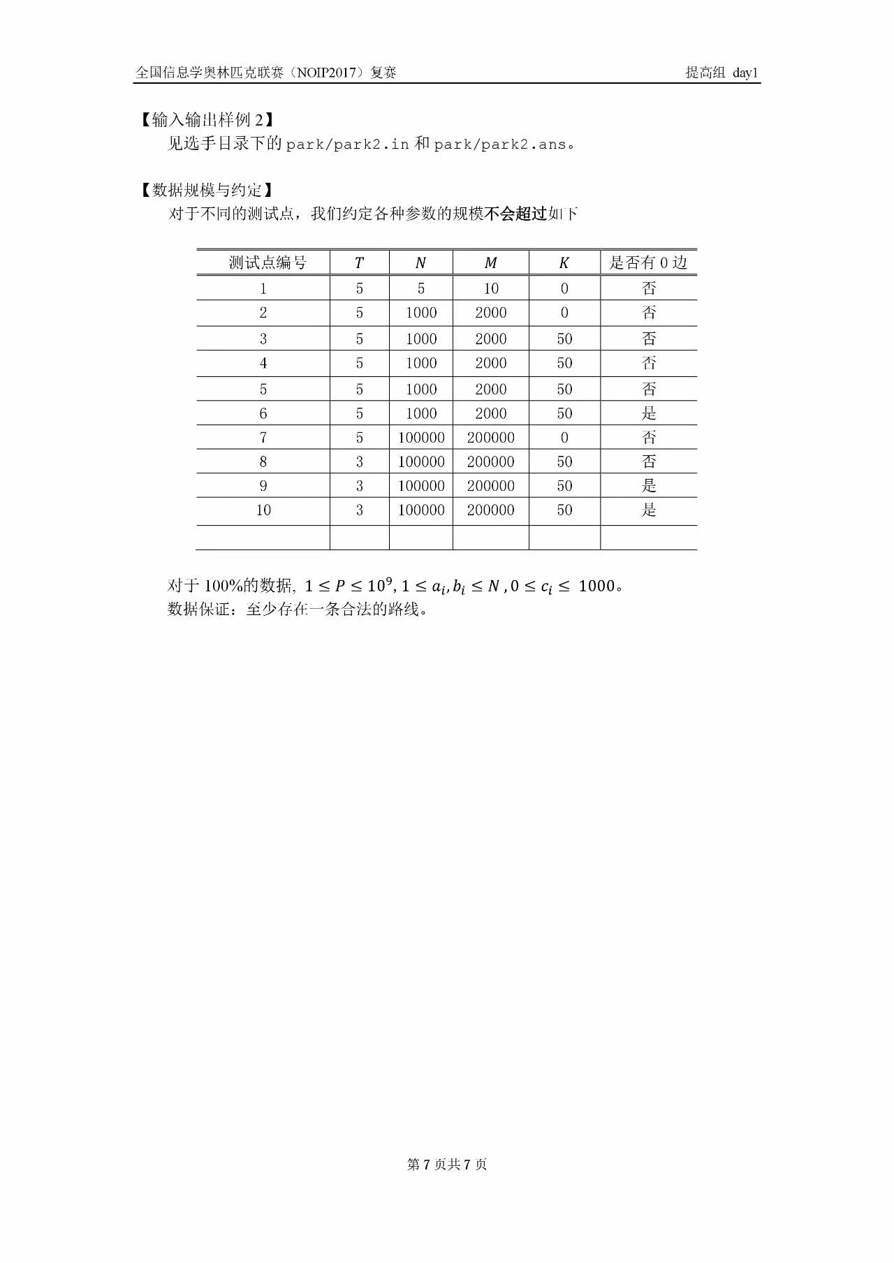 全国信息学奥林匹克联赛（NOIP2017）提高组复赛真题【最全】