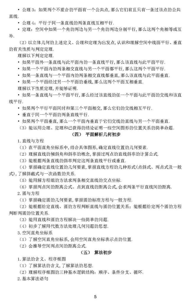 2018高考大纲发布（文科数学）