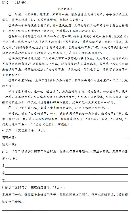 2018年南京小学六年级“博亚杯”语文试卷 