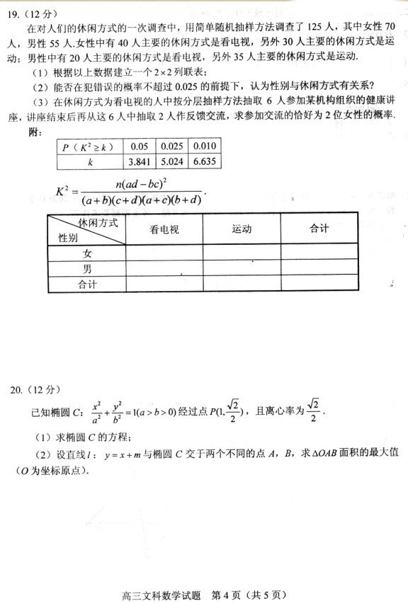 武汉市武昌区2018届高三元月调考文科数学试卷图片版