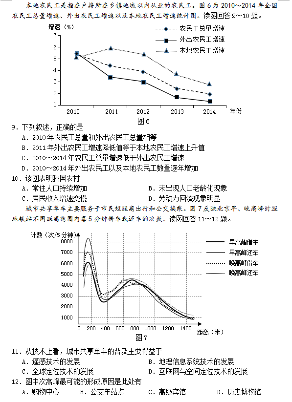 苏北四市2018届高三一模地理试卷