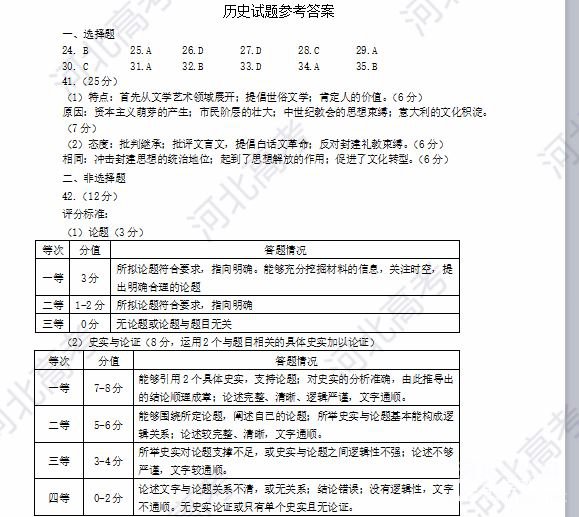 2018年石家庄高三质检文综试卷答案
