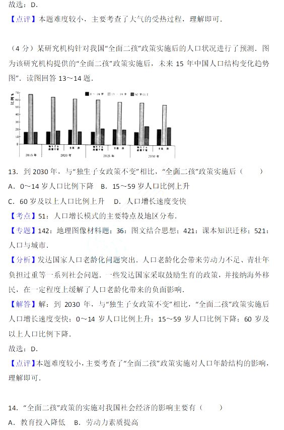 2017年江苏省小高考地理试卷含参考答案及考点解析
