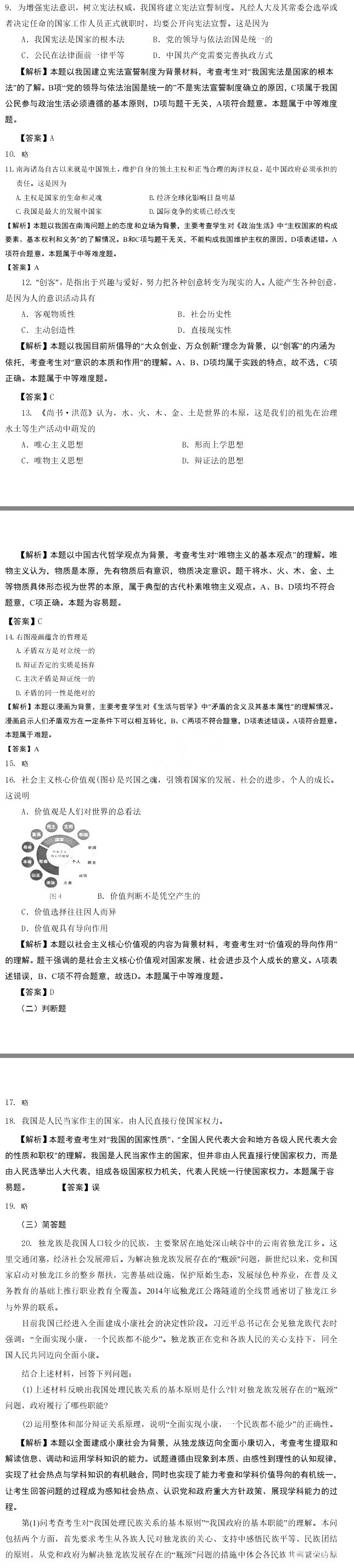 2018年江苏省学业水平测试政治科目考试说明