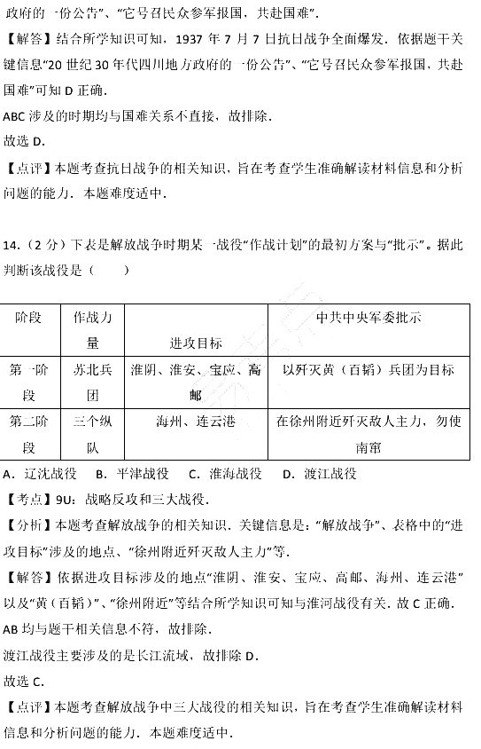 2017年江苏省小高考历史试卷含参考答案及考点解析