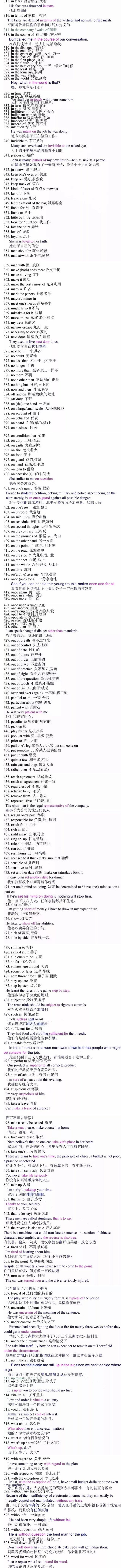 高中英语必须1到选修8常考的500多个英语短语及典型例句