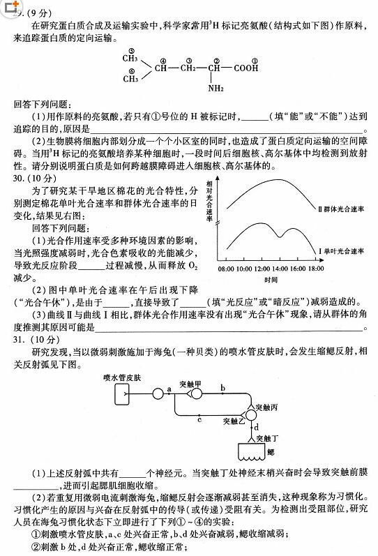武汉市2018届高中毕业生二月调研测试理科综合试卷高清版