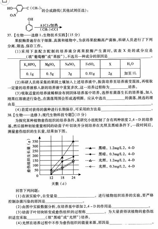 武汉市2018届高中毕业生二月调研测试理科综合试卷高清版