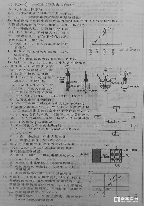 石家庄质检二石家庄市2018届高三复习教学质量检测二理综试题及答案
