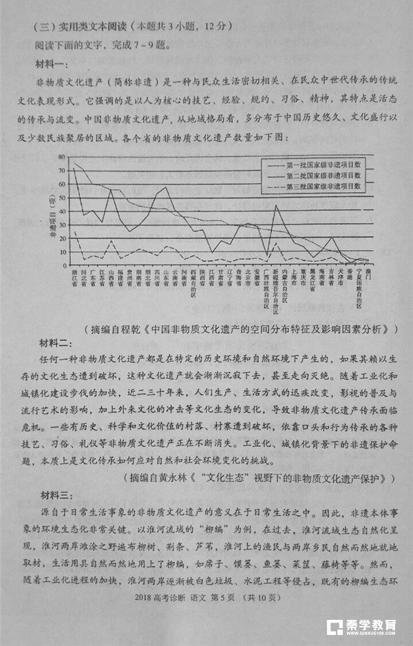 2018兰州一诊 兰州市2018年高三诊断考试语文试题及答案