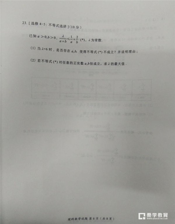 漳州市2018届高中毕业班第二次调研测试理科数学试卷及答案