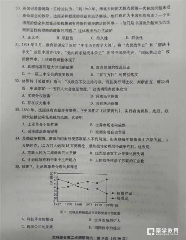 漳州市2018届高中毕业班第二次调研测试文综试卷及答案