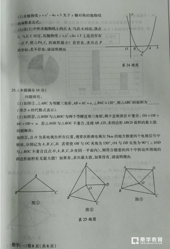 数学|陕西省2018届九年级中考科目分科考试数学试题及答案汇总!