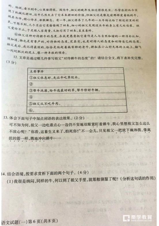 语文|陕西省2018年中考科目分科练语文试题及答案分享！