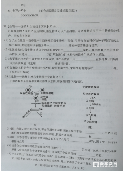 理综试题|山东省济宁市2018年高三一模理综试题汇总分享!