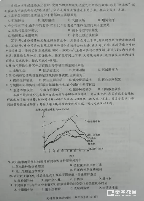 文综|厦门市2018届高三第一次质量检测文综试题及答案汇总!