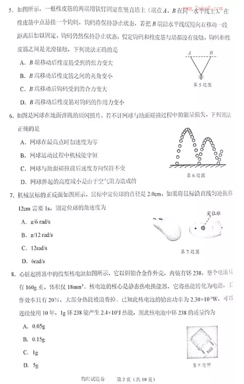 物理|2018年3月省绍兴市选考科目适应性考试物理参试题及答案汇总!