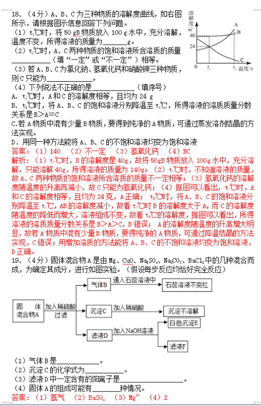 西工大附中2017届中考第二次模拟考试化学试题及答案详解汇总