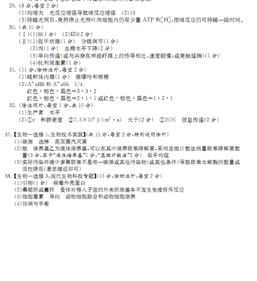 陕西省2018届高三质量检测（一）理综生物试题汇总分享！