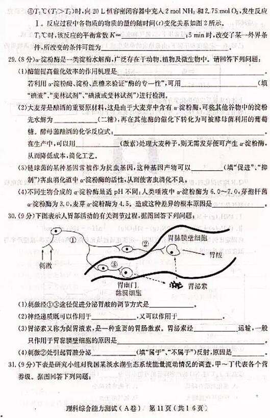 2018石家庄一模石家庄市2018届高中毕业班模拟考试一理综试题及答案