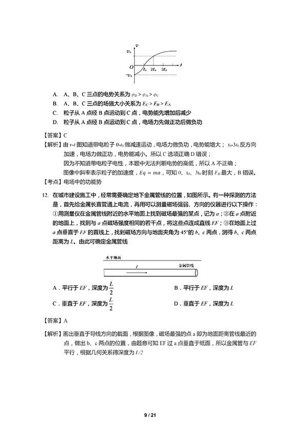 2018年4月浙江省高考学考选考科目考试物理试题及参考答案