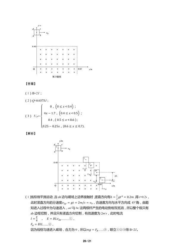 2018年4月浙江省高考学考选考科目考试物理试题及参考答案