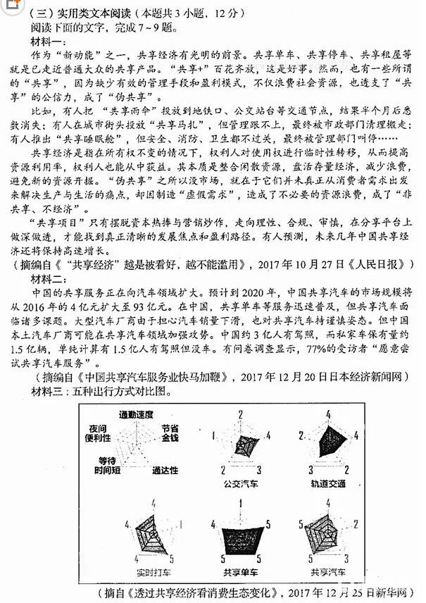 2018长春三模长春市普通高中2018届高三质量监测三语文试题及答案