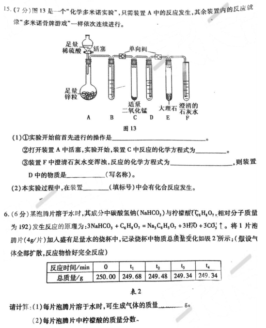 福州二检 2018年5月福州初中毕业班质量检测化学试卷及答案
