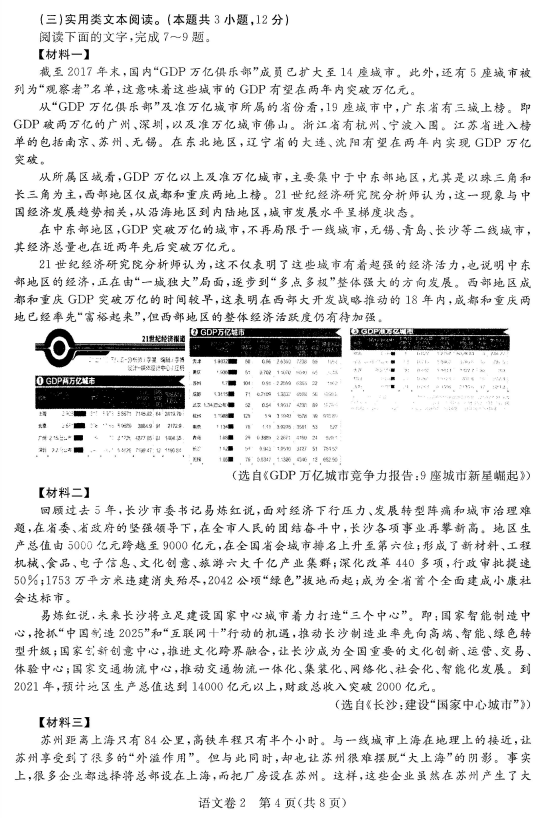 王后雄培训卷语文|2018年较新王后雄终极培训卷A3（II卷）语文试题分享!