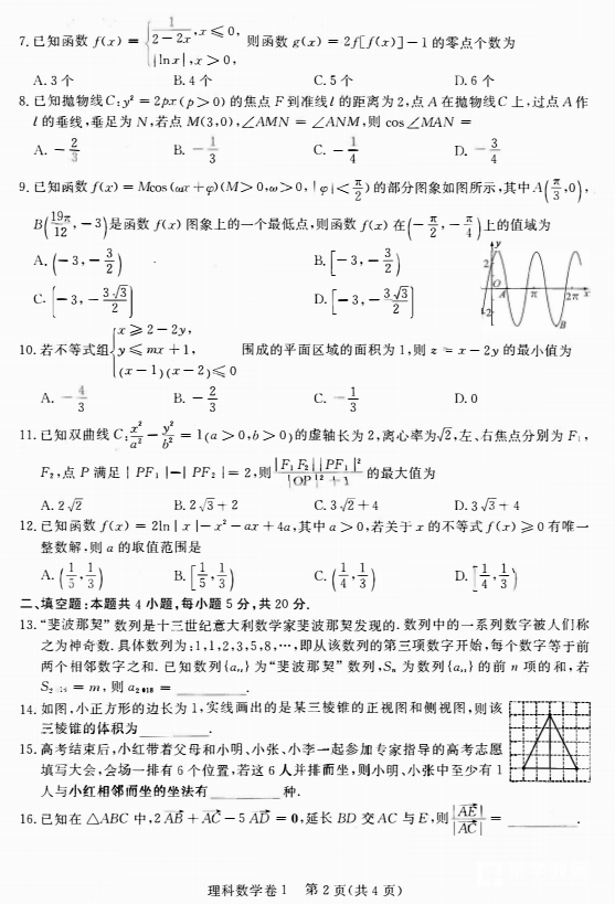 理科数学|2018年王后雄终极培训卷A3（I卷）理科数学试题分享!