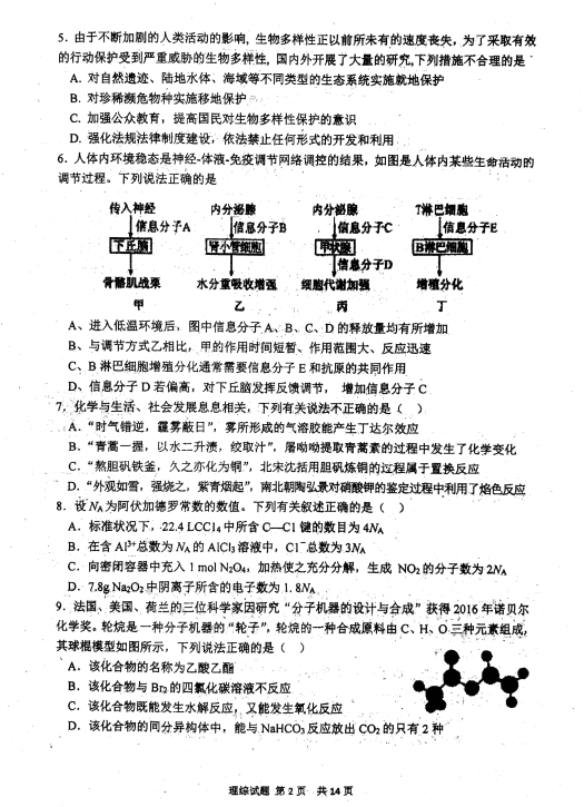 理综|陕西省2018年高三第四次模拟考试理科综合试题及答案分享！