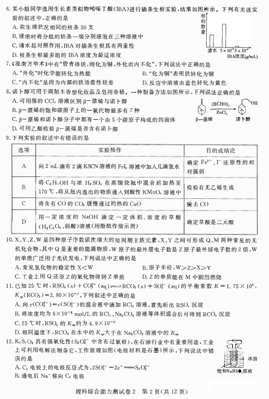 王后雄培训卷II|2018年普通高等学校招生统一考试理综(卷II)试题分享!