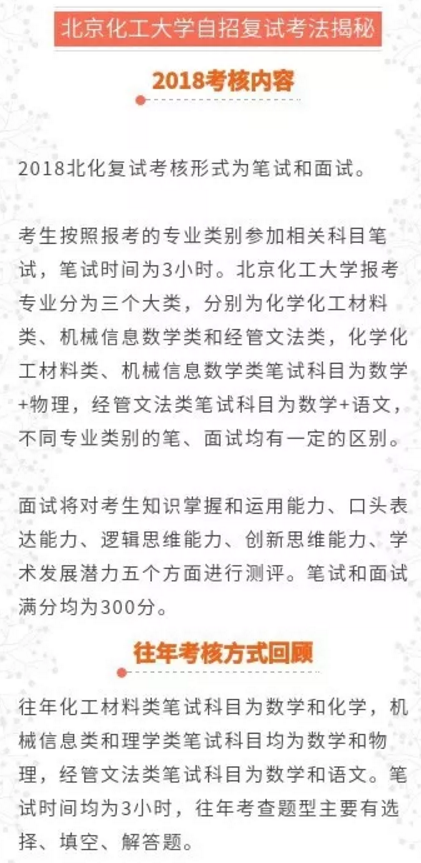 2018年北京化工大学自主招生笔试、面试考试内容及模式汇总！