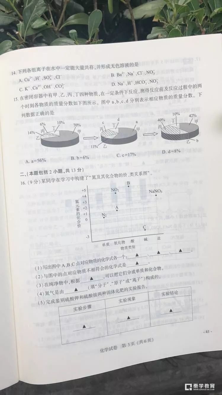 2018年南京中考化学    2018江苏南京中考化学真题及答案