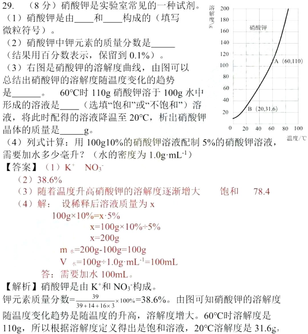 2018年苏州中考化学    2018江苏苏州中考化学真题及答案