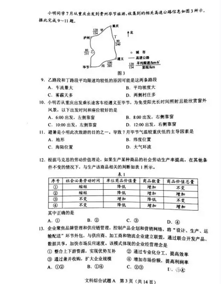 2018年高考全國卷1文綜真題及答案解析分享！