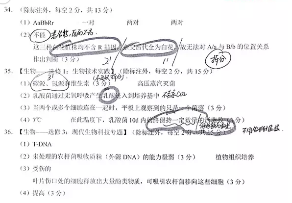 武汉市2018-2019学年度部分学校新高三起点调研测试生物试卷及答案