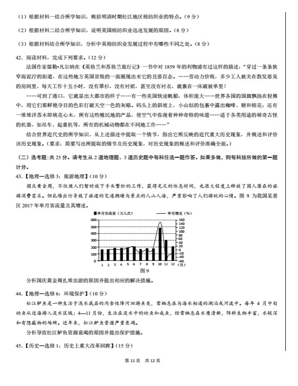 2018年12月份中学生标准学术能力(THUSSAT诊断)测试历史试题分享