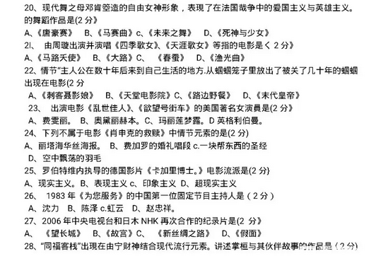 2019年安徽艺术统考(编导类)试题分享!供参阅!
