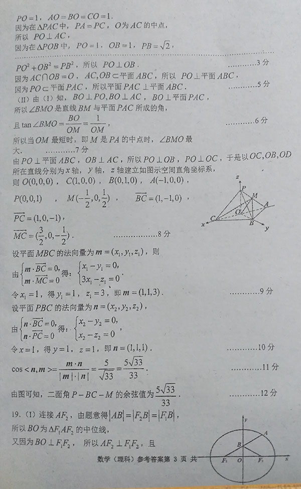 2019年長沙市高三統(tǒng)一模擬考試理科數(shù)學參考答案分享！