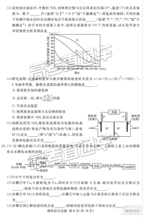 2019四川省眉山、遂宁、广安、内江四市联考理综试题，供大家浏览分享！