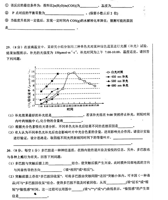 衡水中学2019届高三上学期七调理综考试卷，自主招生网整理！