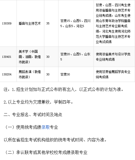 西北师范大学2019年艺术类招生什么时候开始？哪些需要校考？