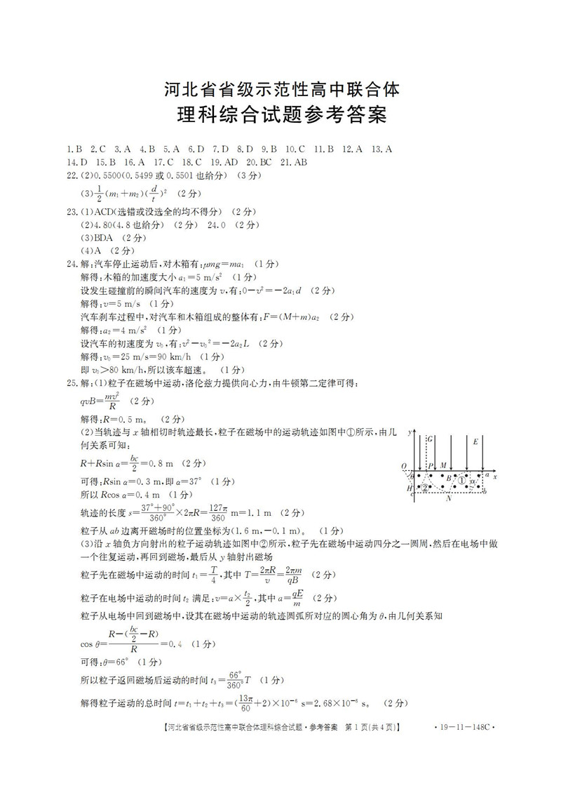 河北衡水2019届高三联合体第三次测评理科综合卷试题及答案