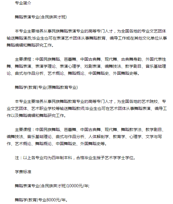 中央民族大学舞蹈学院2019年招生简章公布，一年的学费是多少？